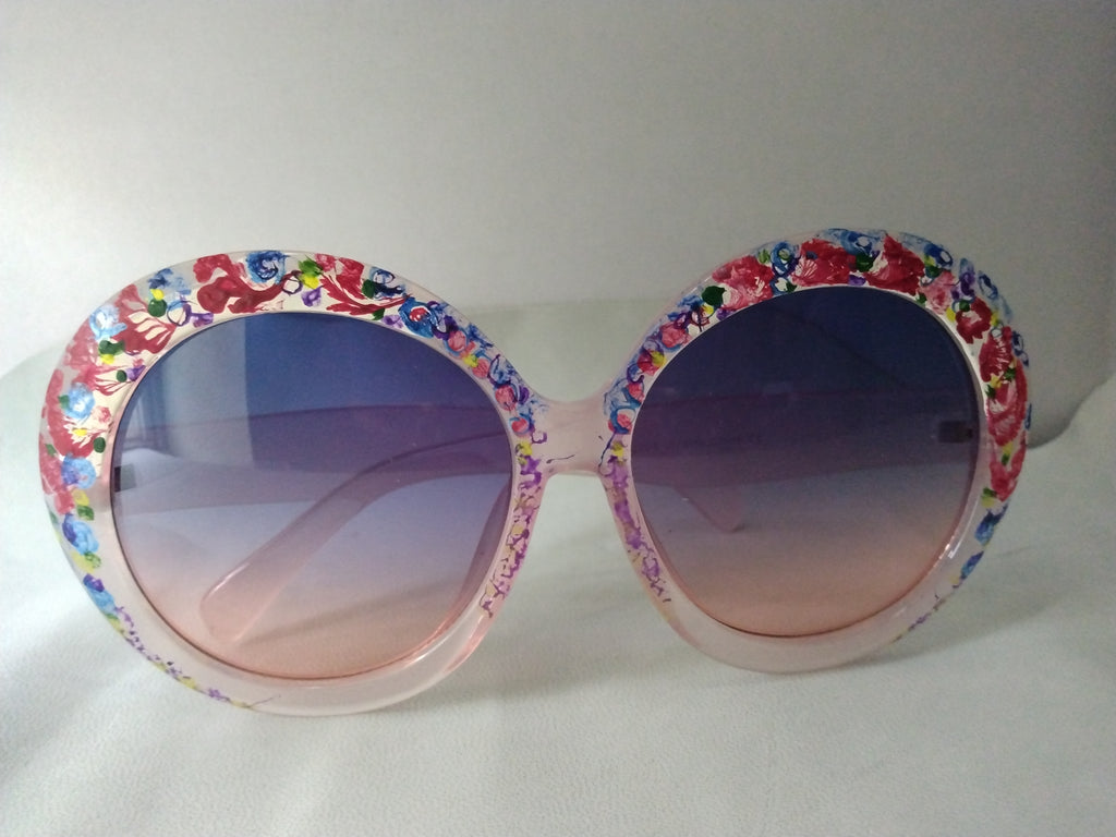 Handpainted Floral Design Sunglasses