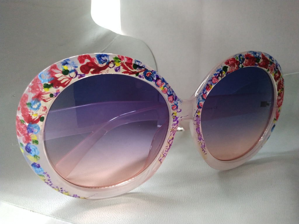 Handpainted Floral Design Sunglasses