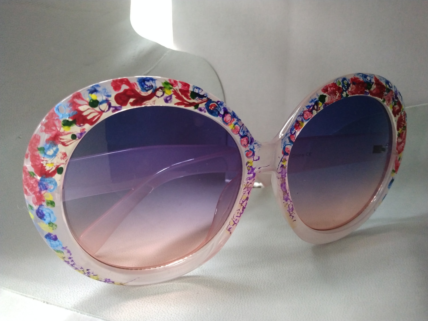 Handpainted Floral Design Sunglasses