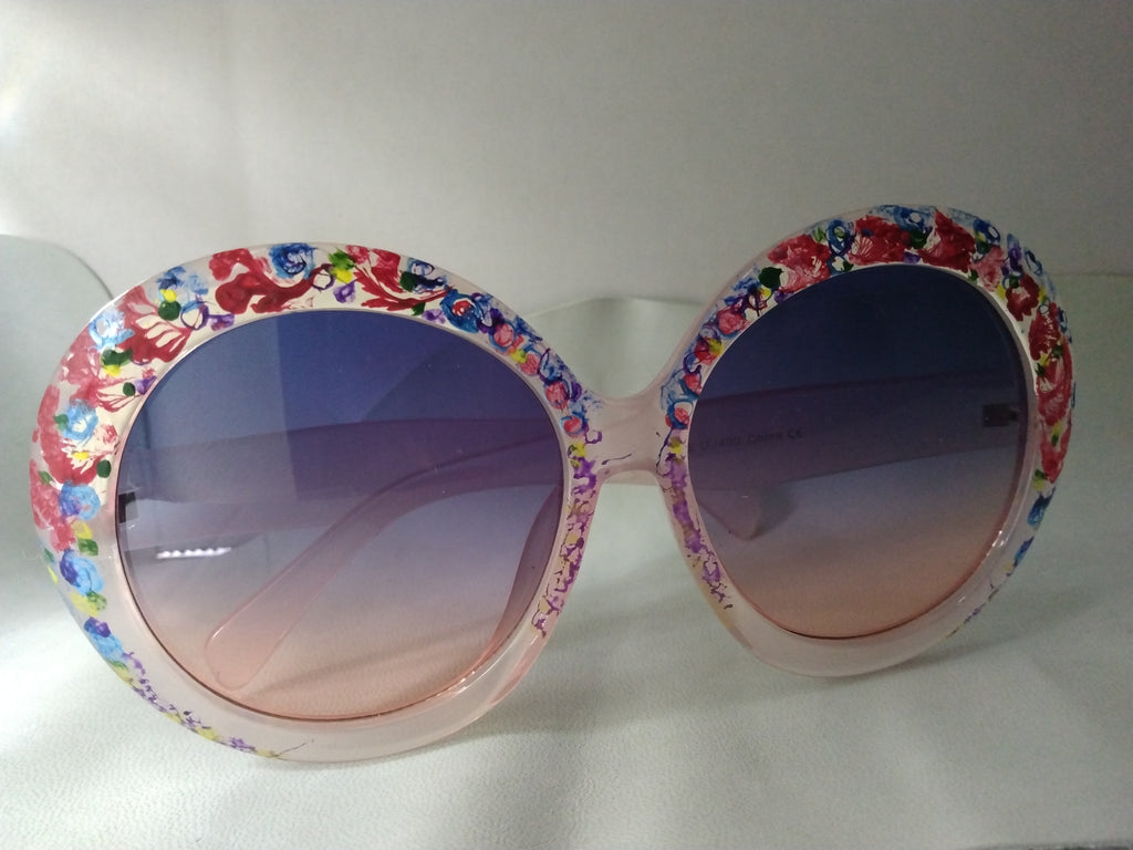 Handpainted Floral Design Sunglasses