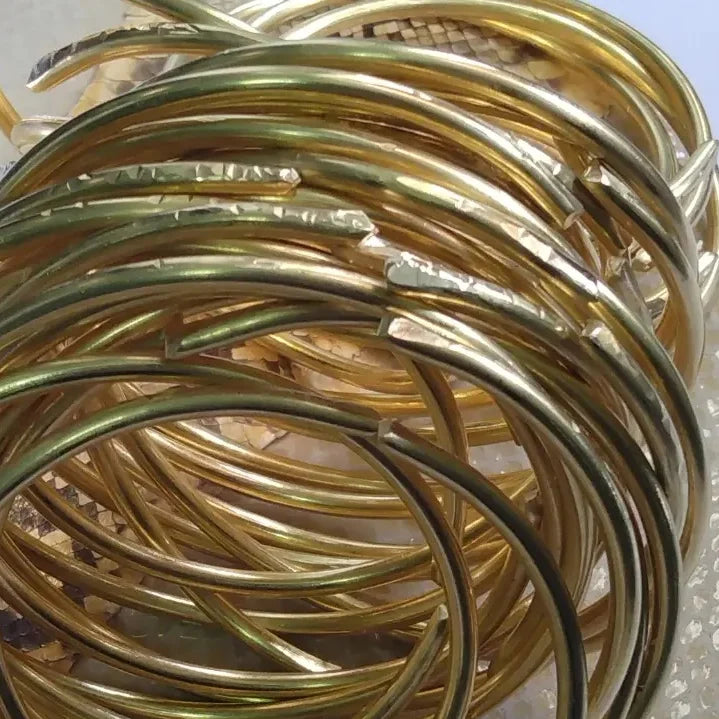 Hammered Jewelers Brass Bangle Bracelets-Stacking Bangles