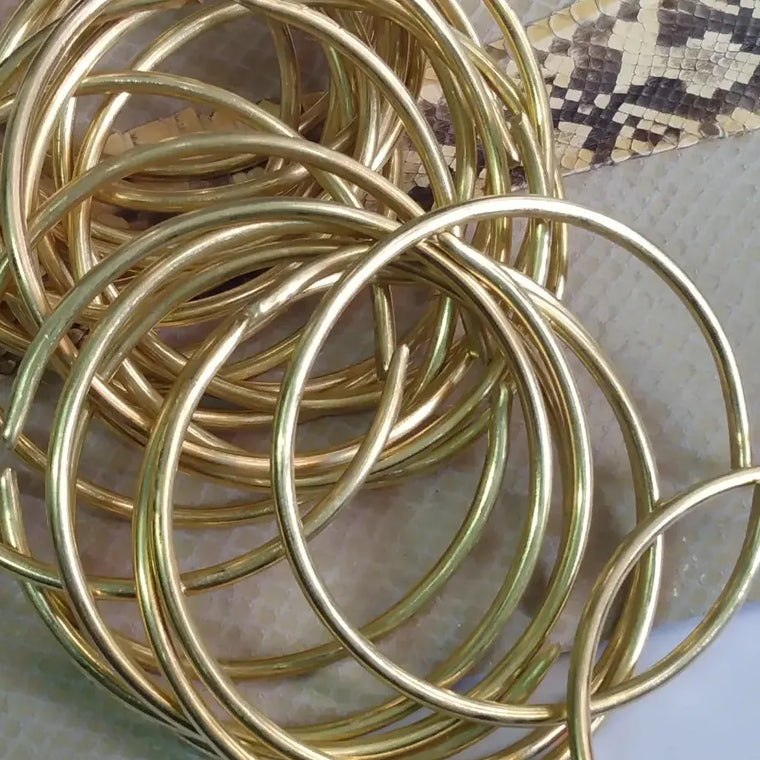 Hammered Jewelers Brass Bangle Bracelets-Stacking Bangles - Norahz Boutique