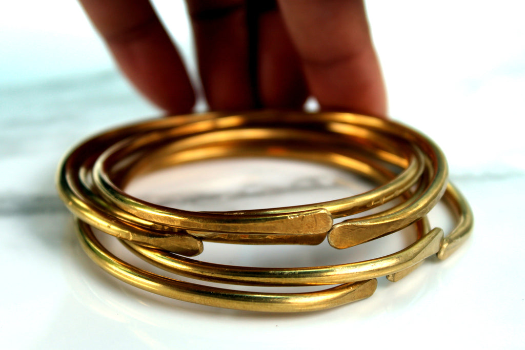 Hammered Jewelers Brass Bangle Bracelets-Stacking Bangles - Norahz Boutique