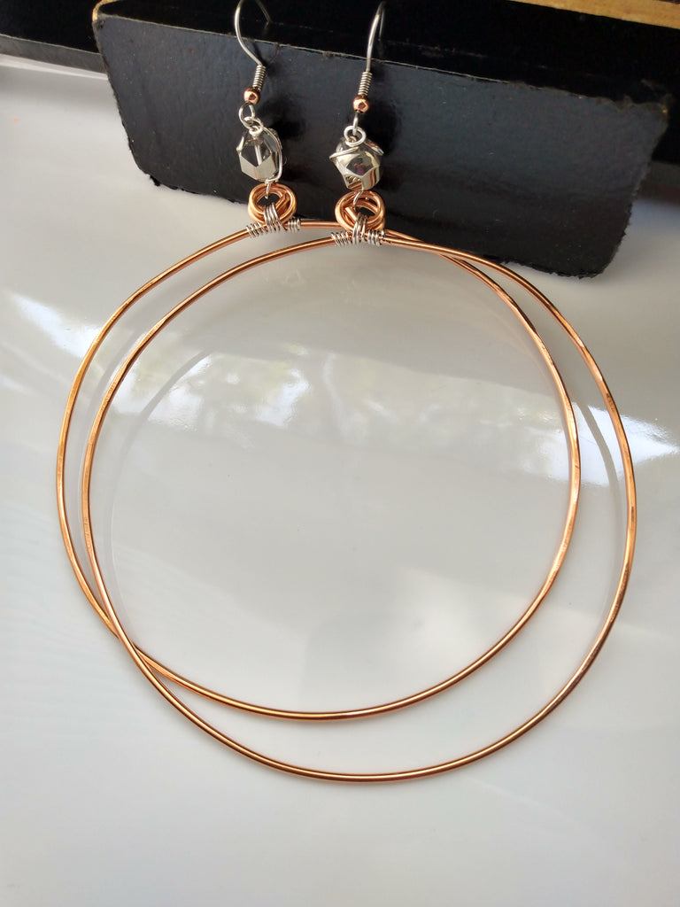 Large Copper Wire Hoop Earrings