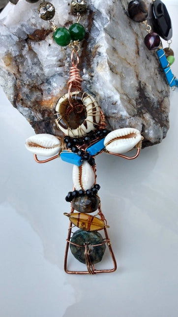 Cowrie Shell Talisman Pendant-Protection Ancestral Grounding