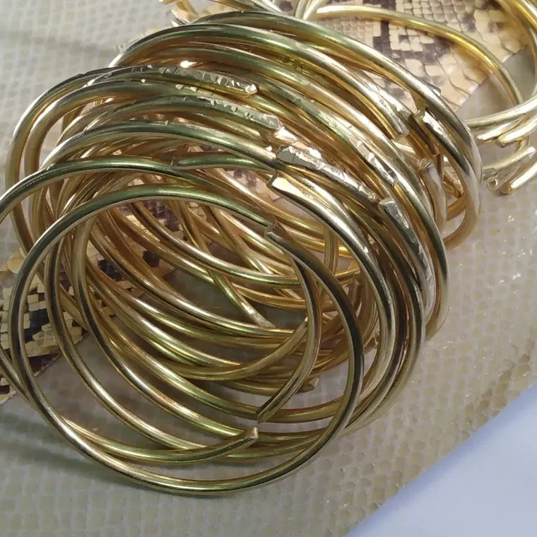 Hammered Jewelers Brass Bangle Bracelets-Stacking Bangles