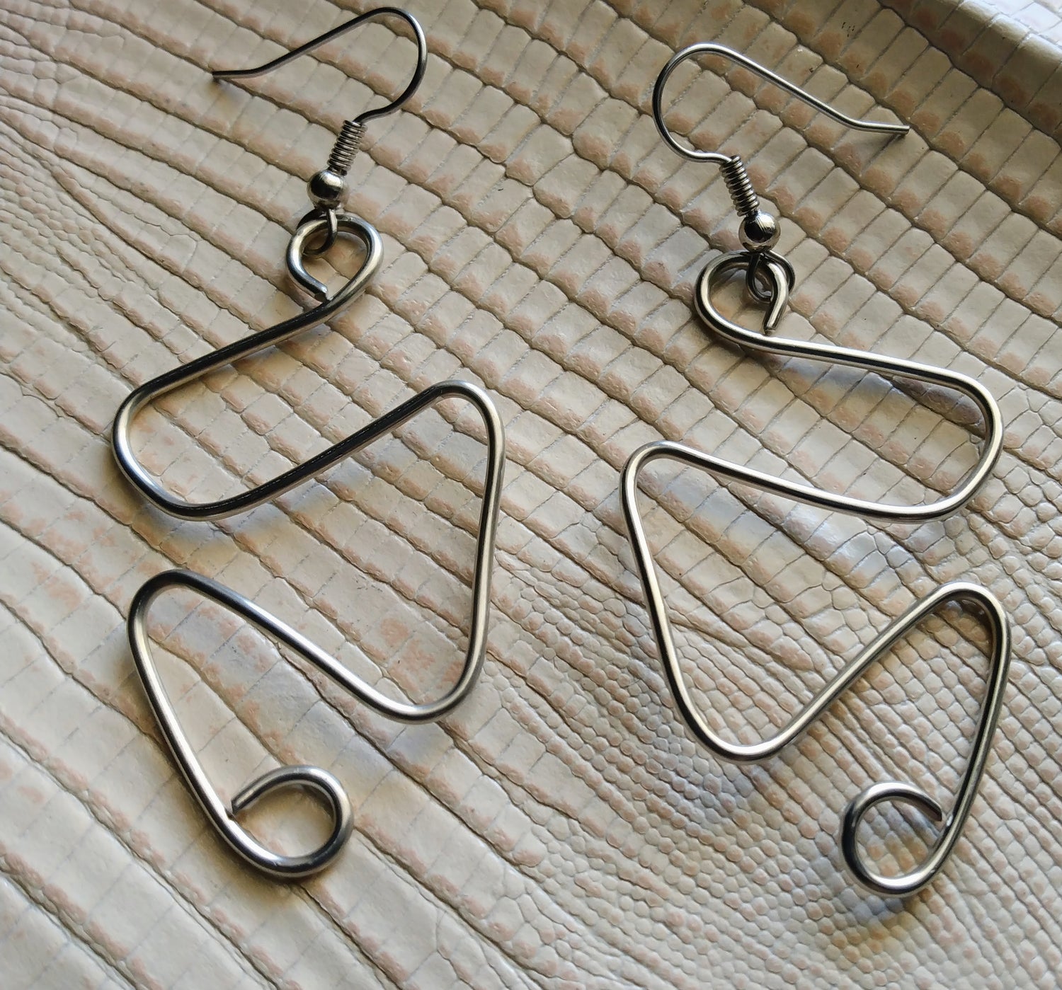 Nickel Silver Wavy Wire Dangle Earrings #9